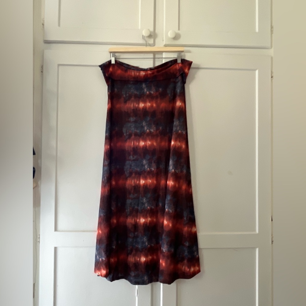 LuLaRoe 2XL Skirt High Low Tie Dye Foldover Waist Boho Stretch Flowy - Picture 6 of 6